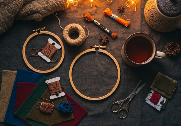 Próbki haftów i nici